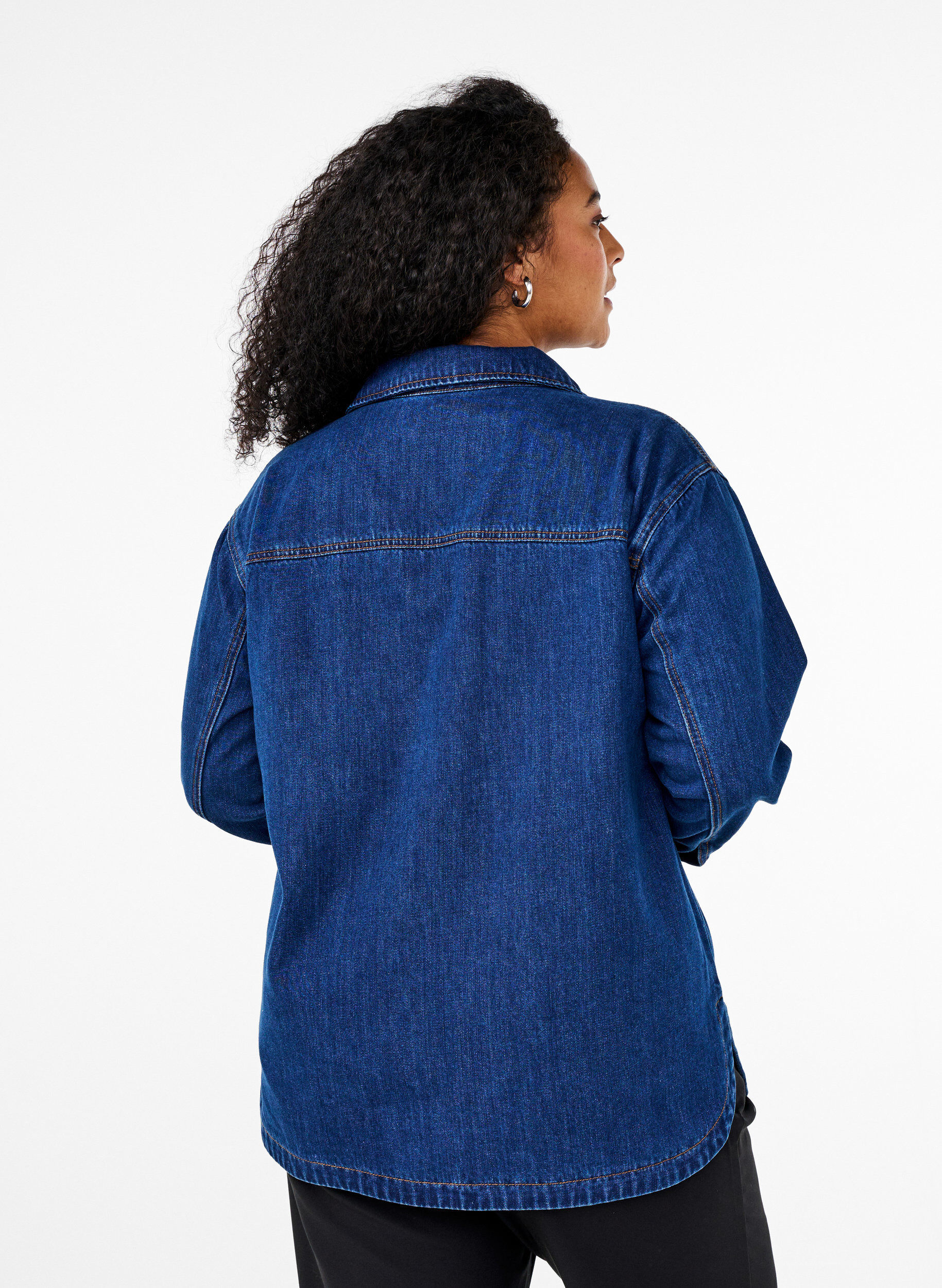 Zizzi Denimpaita kauluksella, Unwashed, Model image number 1