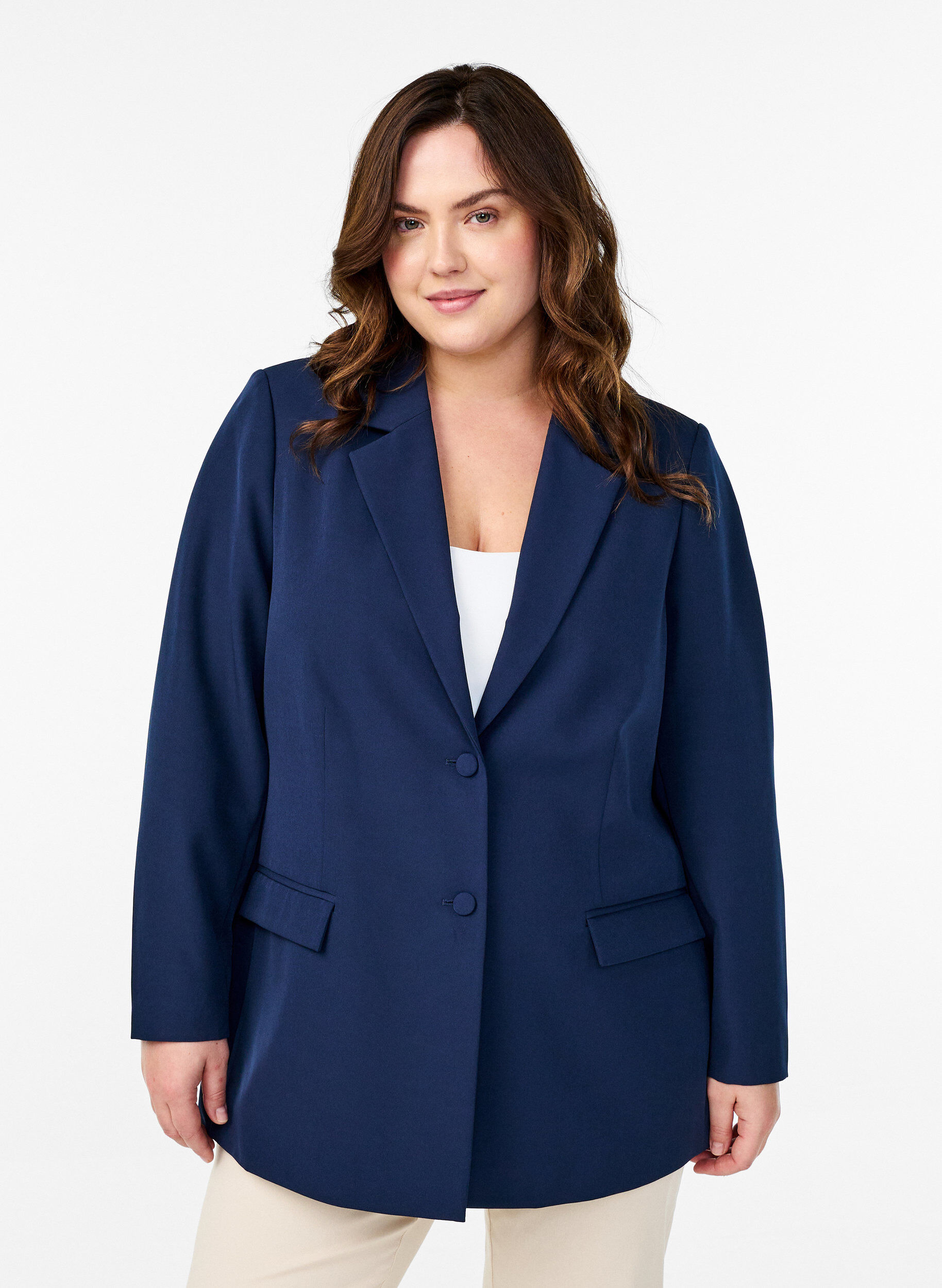 ZizziKlassinen bleiseri nappikiinnityksell&auml;, Sininen, Model image number 0