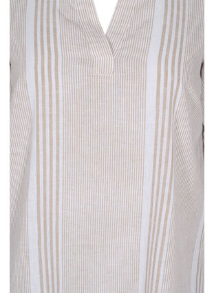 Puuvillasta ja pellavasta valmistettu raidallinen mekko, White Taupe Stripe, Packshot image number 2