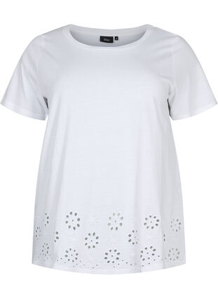 Puuvillainen T-paita brodeerauksella, Bright White, Packshot image number 0