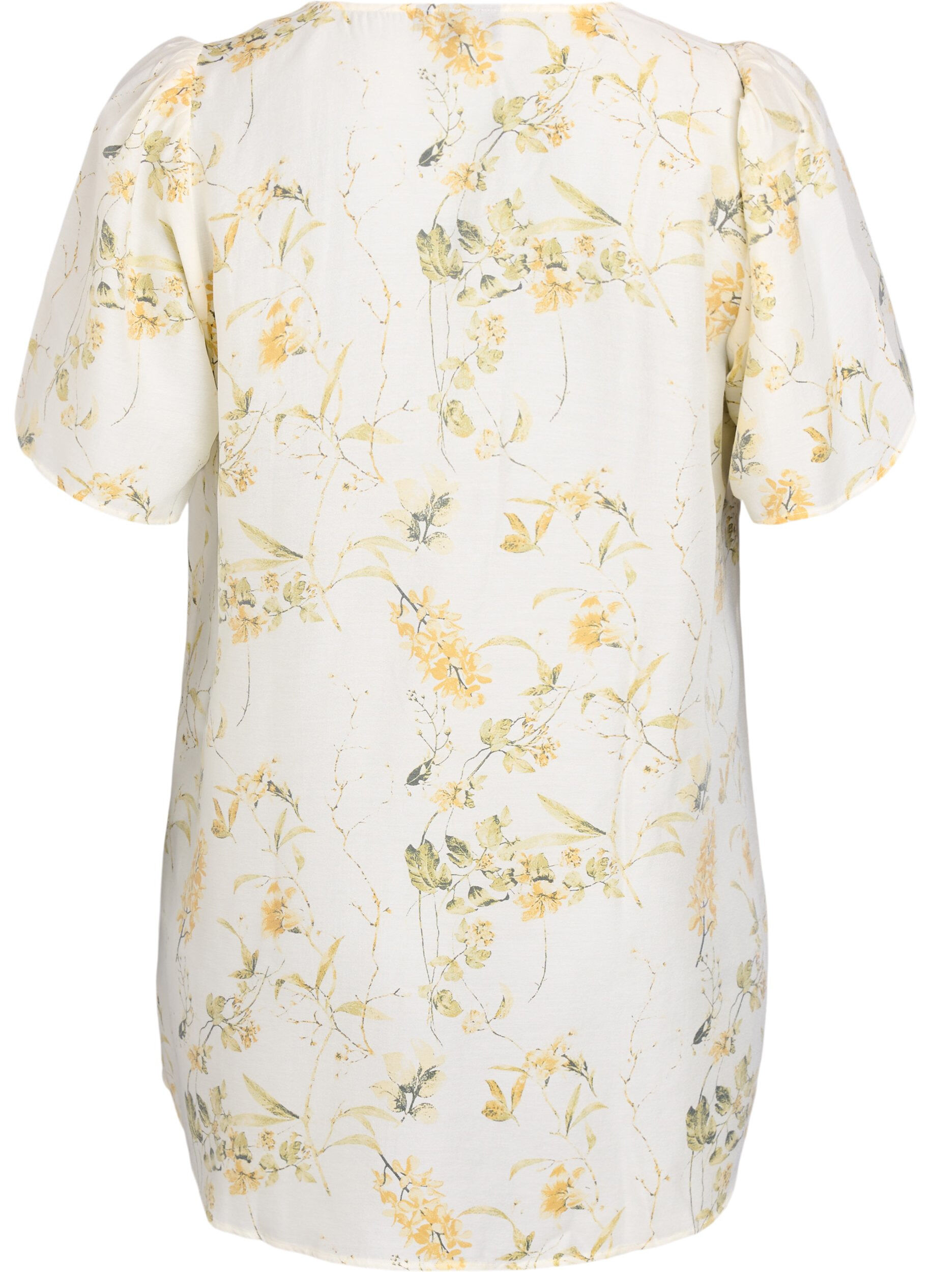 Zizzi A-mallinen tunika, jossa on lyhyet hihat, Keltainen, Packshot image number 1