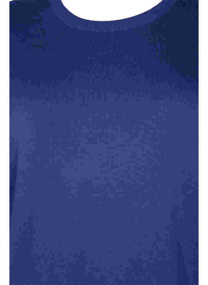Neulottu viskoosipusero pitkillä hihoilla, Deep Cobalt Solid, Packshot image number 2