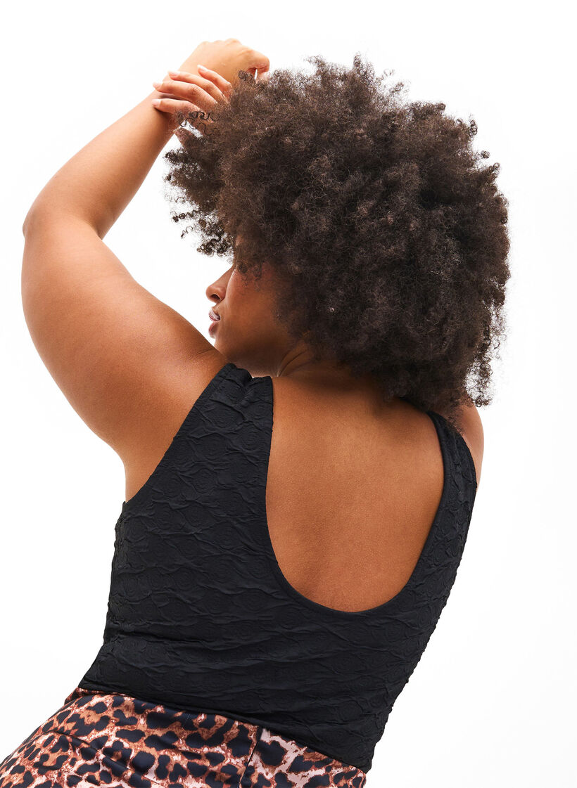 Hihaton bodystockig strukturoidusta kankaasta, Black, Model image number 1