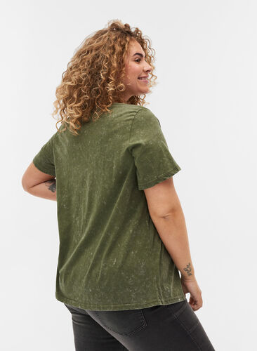 Puuvillainen t-paita painauksella, Ivy Green ACID WASH, Model image number 1