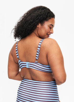 Kaarituelliset bikinirintaliivit painatuksella, BlueBrown Stripe AOP, Model image number 1