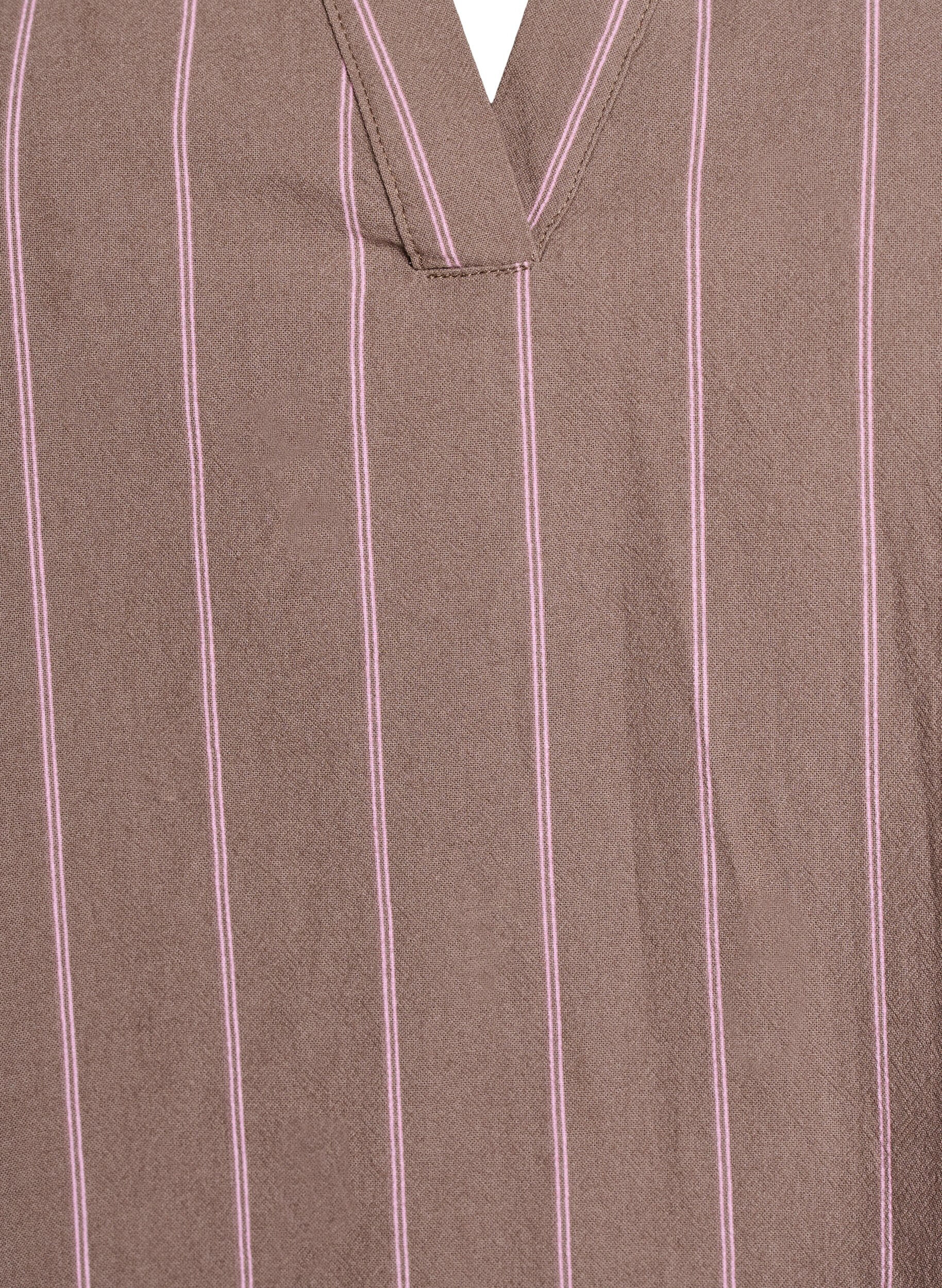 Zizzi V-p&auml;&auml;ntiell&auml; ja r&ouml;yhel&ouml;yksityiskohdilla varustettu tunika, Ruskea, Packshot image number 2