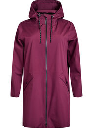 Sadetakki, jossa on taskut ja huppu, Tumma Bordeaux