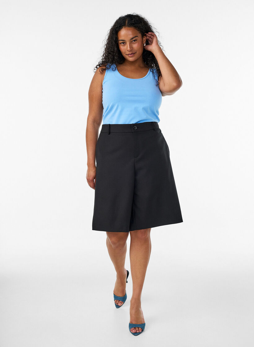Yksiv&auml;rinen perus paita puuvillasta, Sininen, Model image number 1