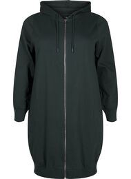 Pitk&auml; puuvillainen college-neuletakki hupulla, Vihre&auml;