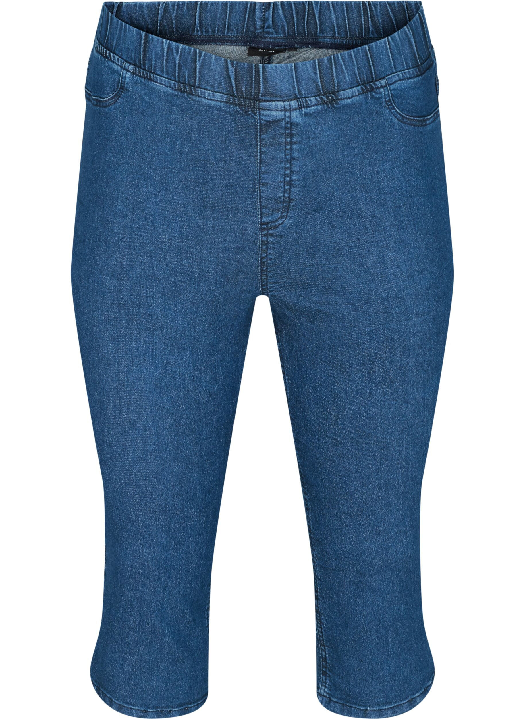 Zizzi Caprit puuvillasekoitteesta, Dark blue denim, Packshot image number 0