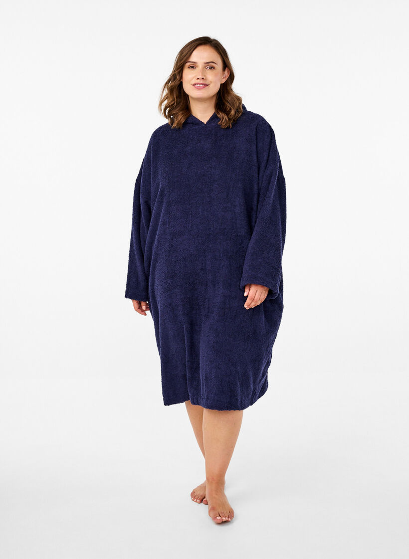 Terry-poncho hupulla, Navy Blazer, Model image number 2