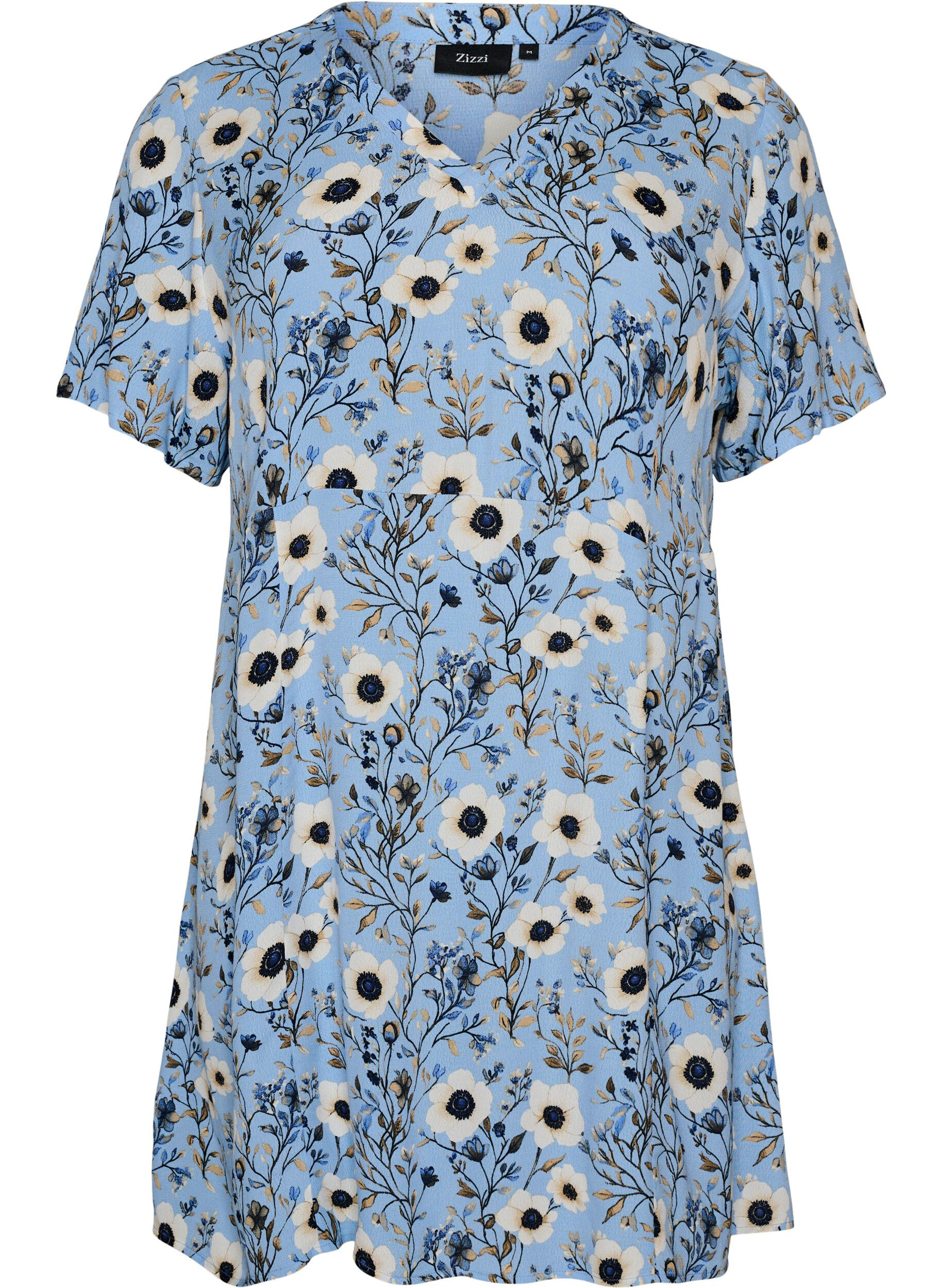 ZizziLyhyt mekko kukkakuviolla, Sininen, Packshot image number 0