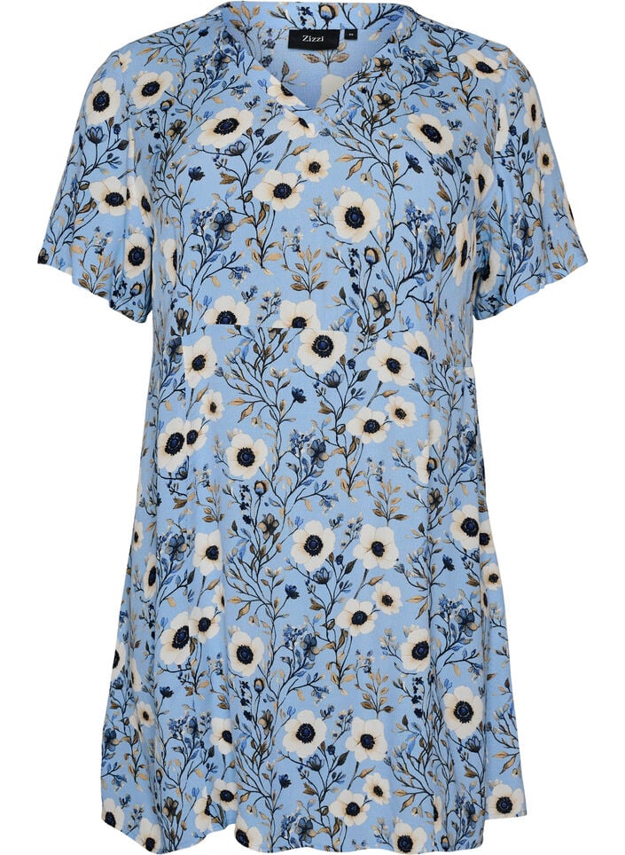 Lyhyt mekko kukkakuviolla, Sininen, Packshot image number 0