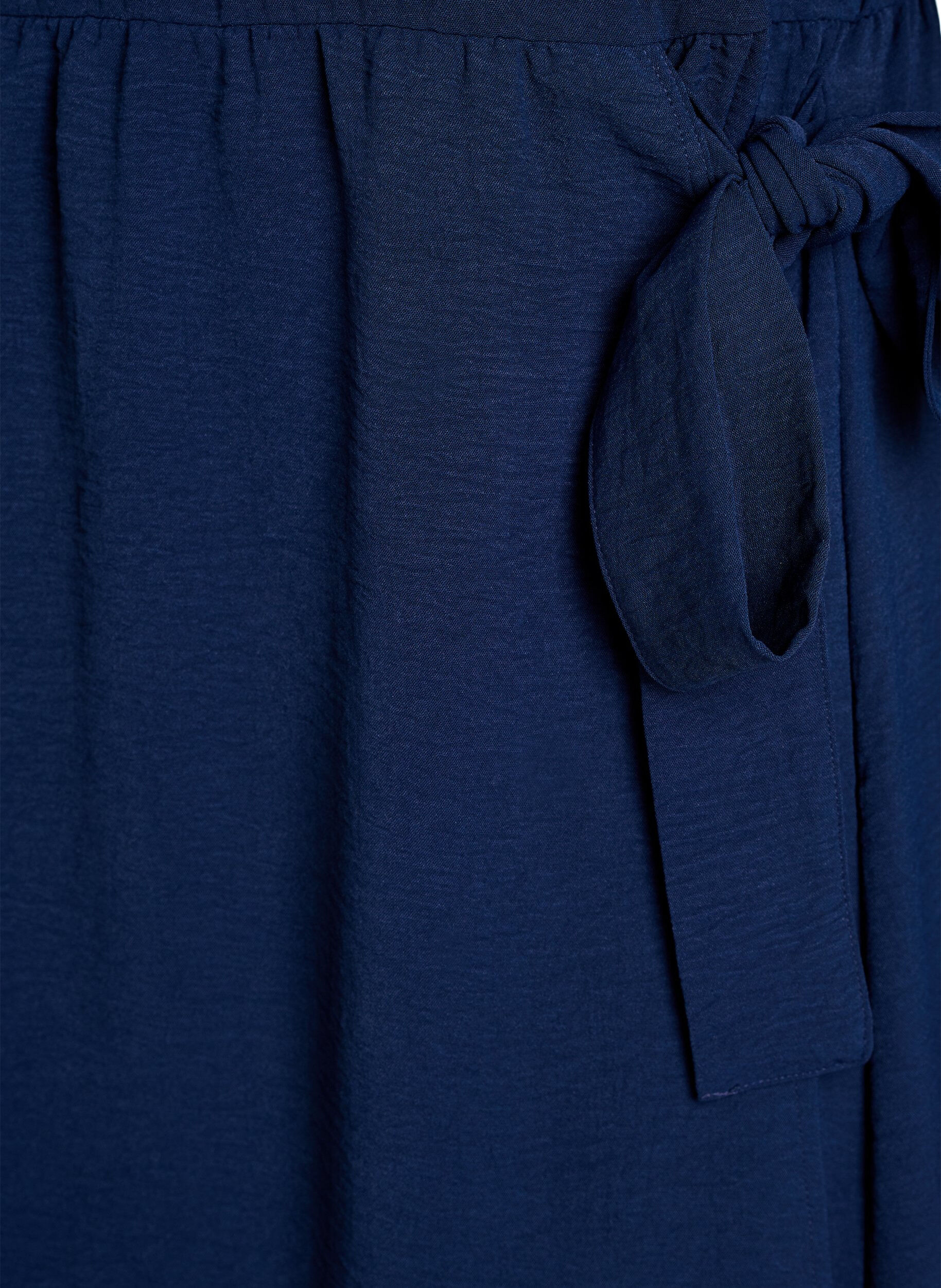 Zizzi Polvimittainen mekko solmuyksityiskohdalla, Sininen, Packshot image number 3