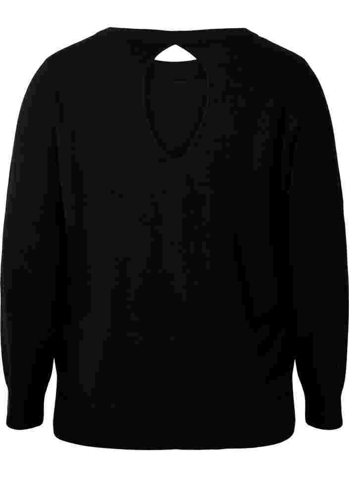 Viskoosista valmistettu neulepusero selkäyksityiskohdalla, Black, Packshot image number 1