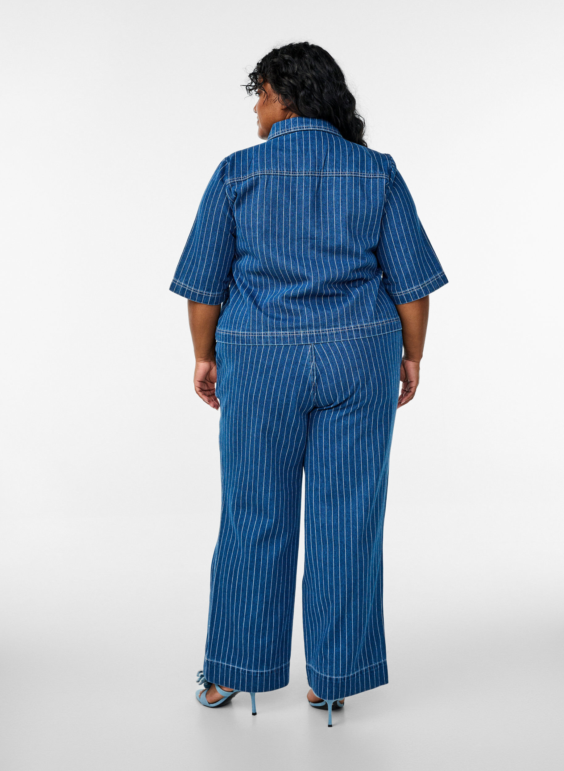 Zizzi Leve&auml;lahkeiset farkut raidoilla, Sininen, Model image number 1