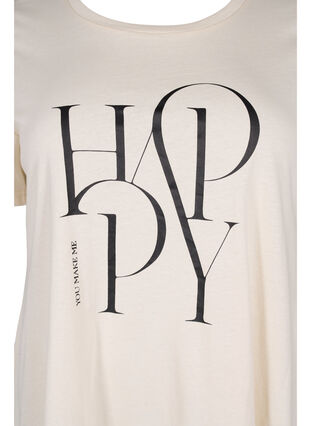 Puuvillainen t-paita tekstipainatuksella, Buttercream HAPPY, Packshot image number 2
