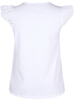 Luomupuuvillasta valmistettu T-paita englantilaisella kirjonnalla, Bright White, Packshot image number 1