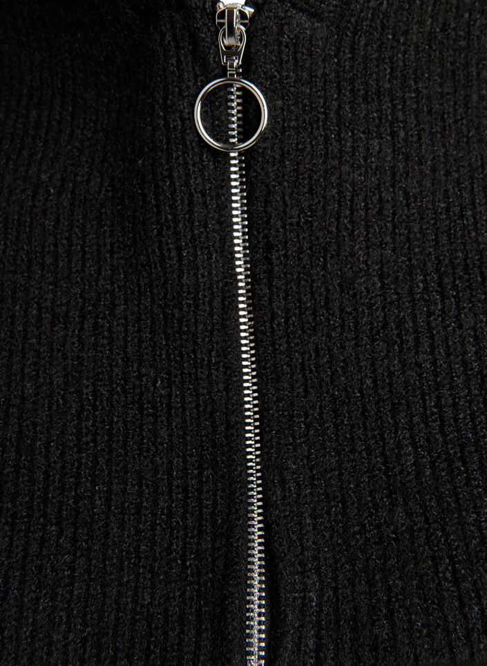 Vetoketjullinen ribattu balaclava, Musta, Packshot image number 2