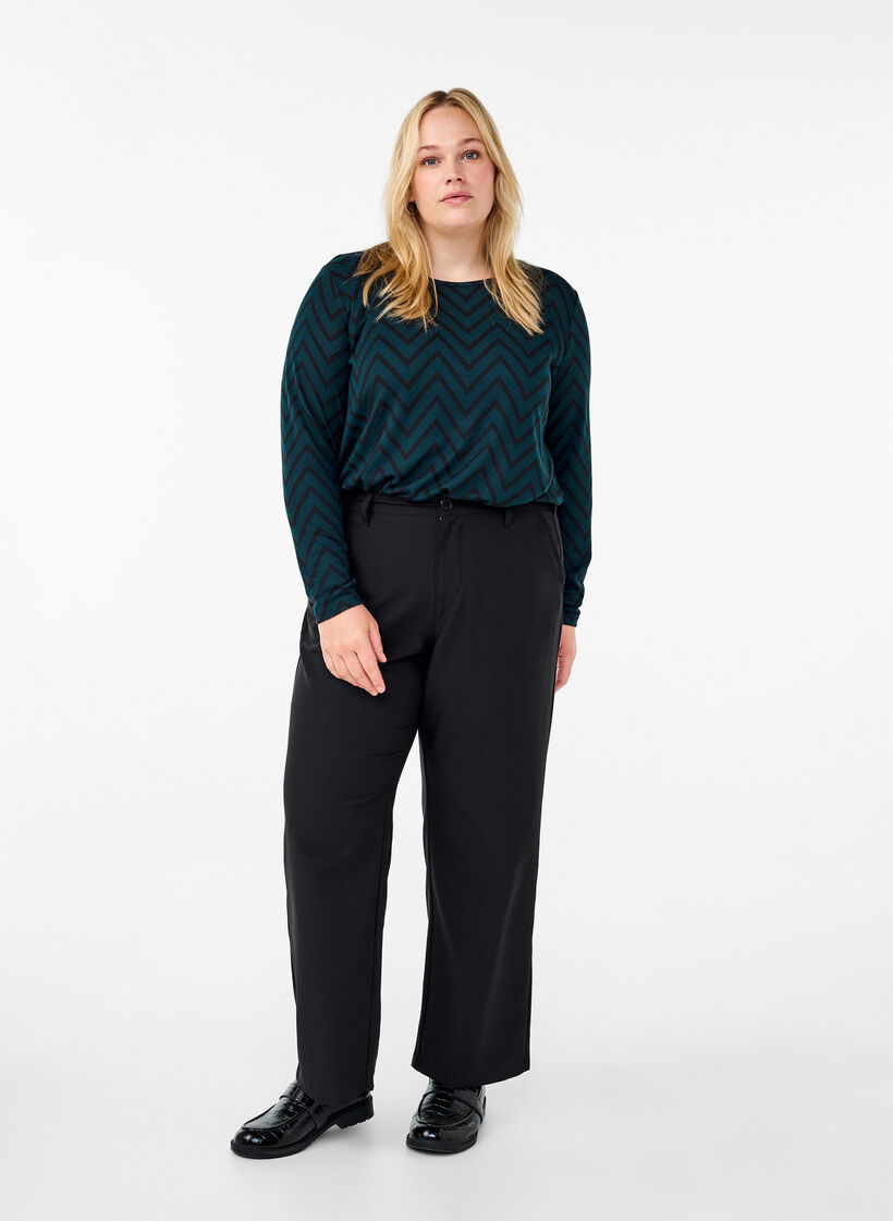 Pitkähihainen kuviollinen pusero, Vihreä, Model image number 1