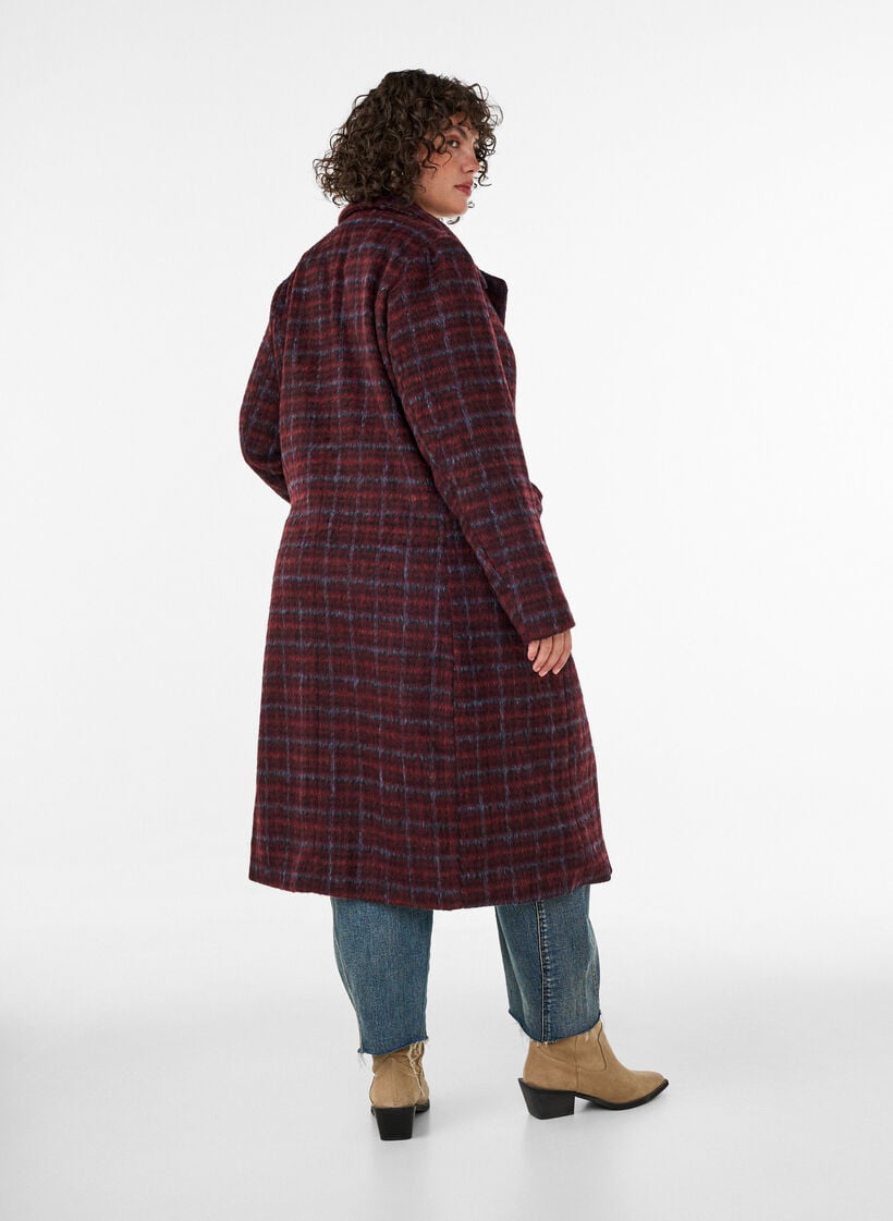 Tarkistettu takki taskuilla, Punainen, Model image number 1