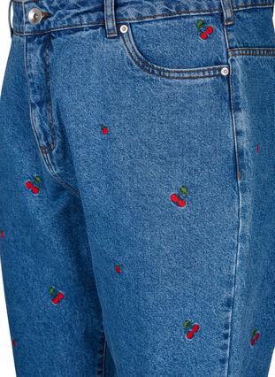Mille mom fit -farkut, joissa on kirjonta, Light Blue Cherry, Packshot image number 2