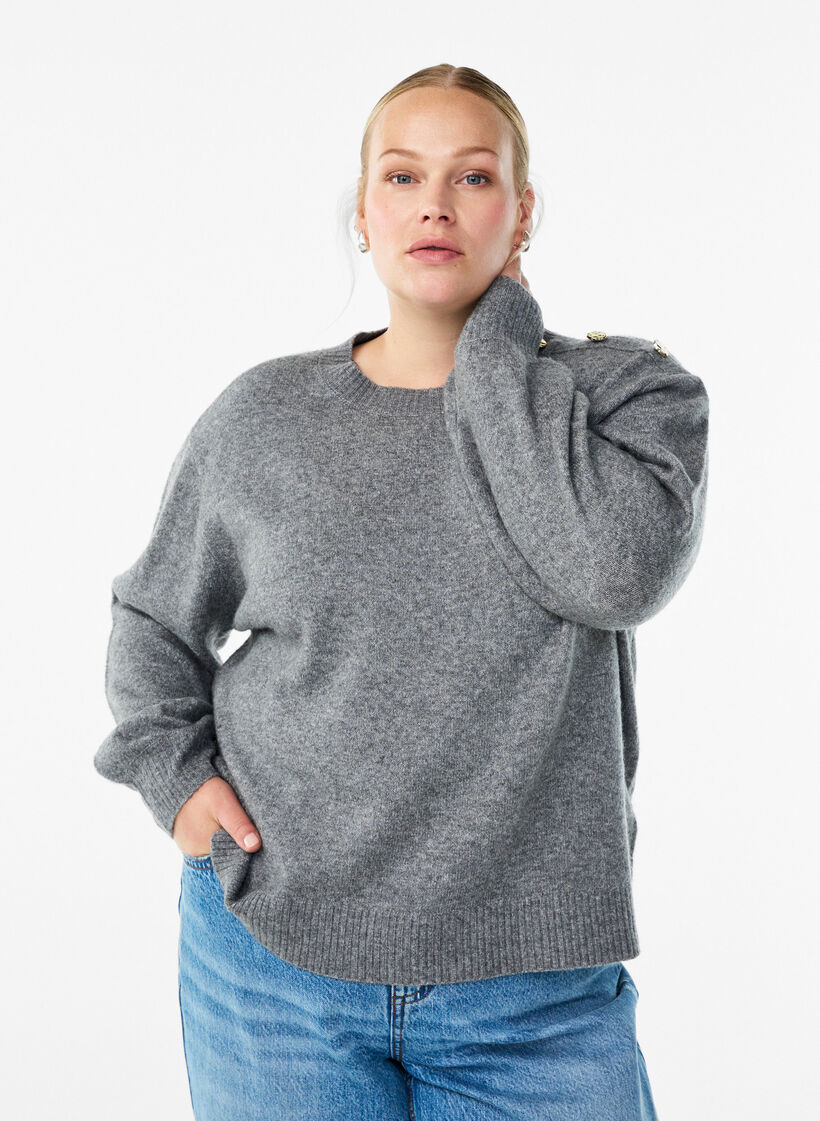 Neulepusero nappiyksityiskohdalla, Harmaa, Model image number 0
