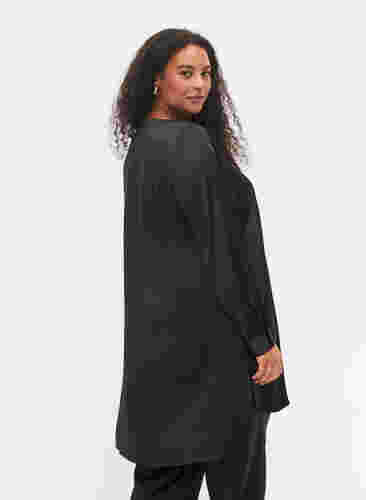 Pitkä kiiltävä mekko halkioilla, Black, Model image number 1
