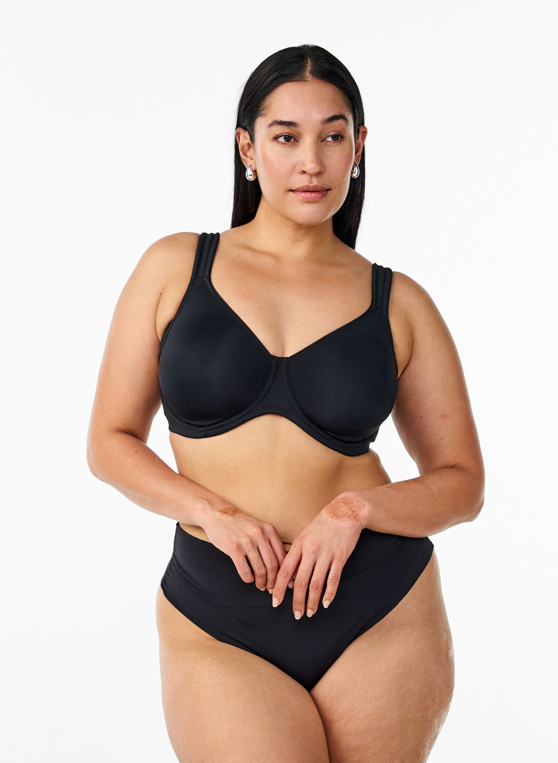ZizziMukavat rintaliivit, joissa on kaarituki ja muotoillut kupit, Musta, Model image number 1