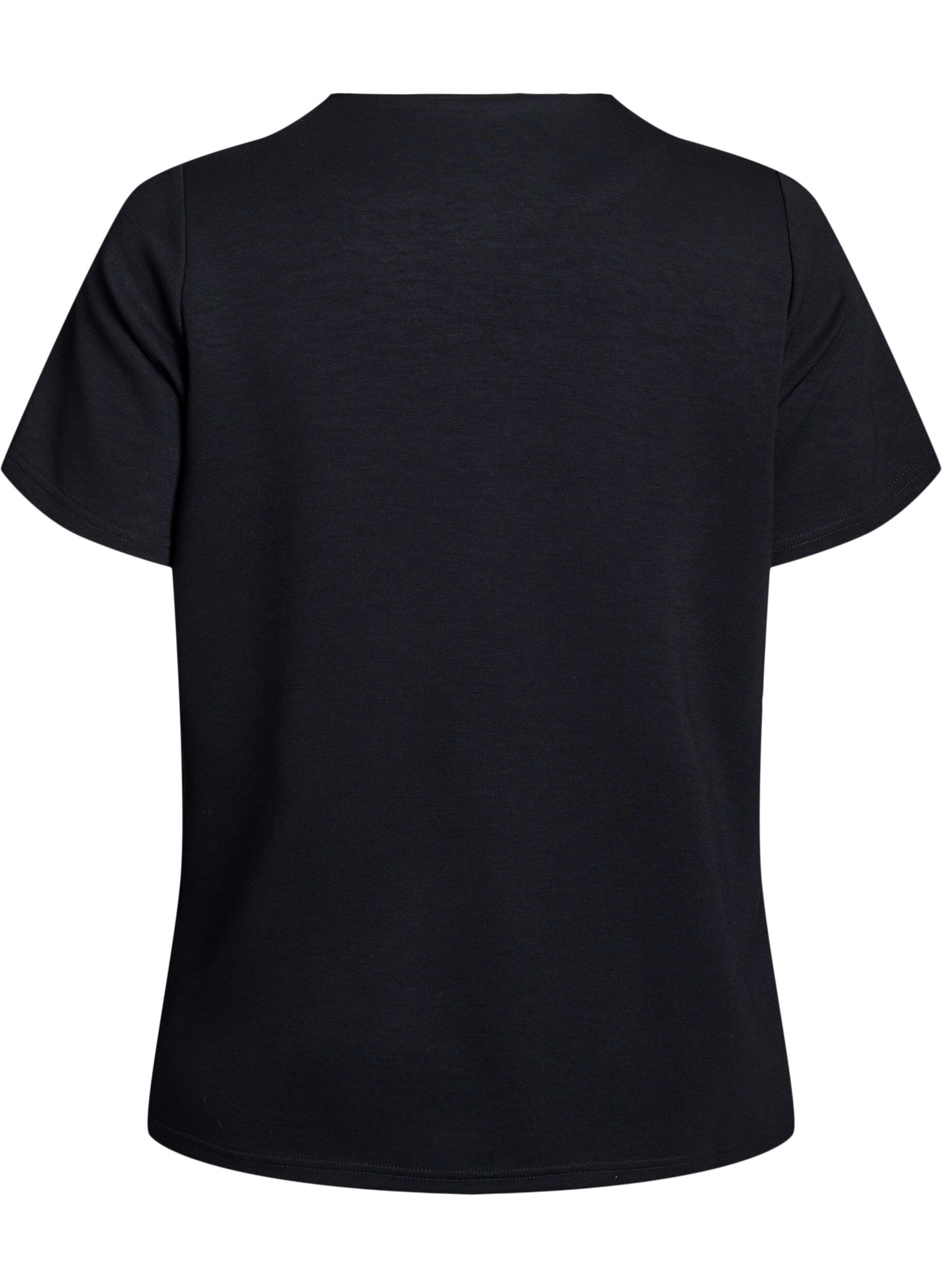 Zizzi Lyhythihainen pusero nappikoristelulla, Musta, Packshot image number 1