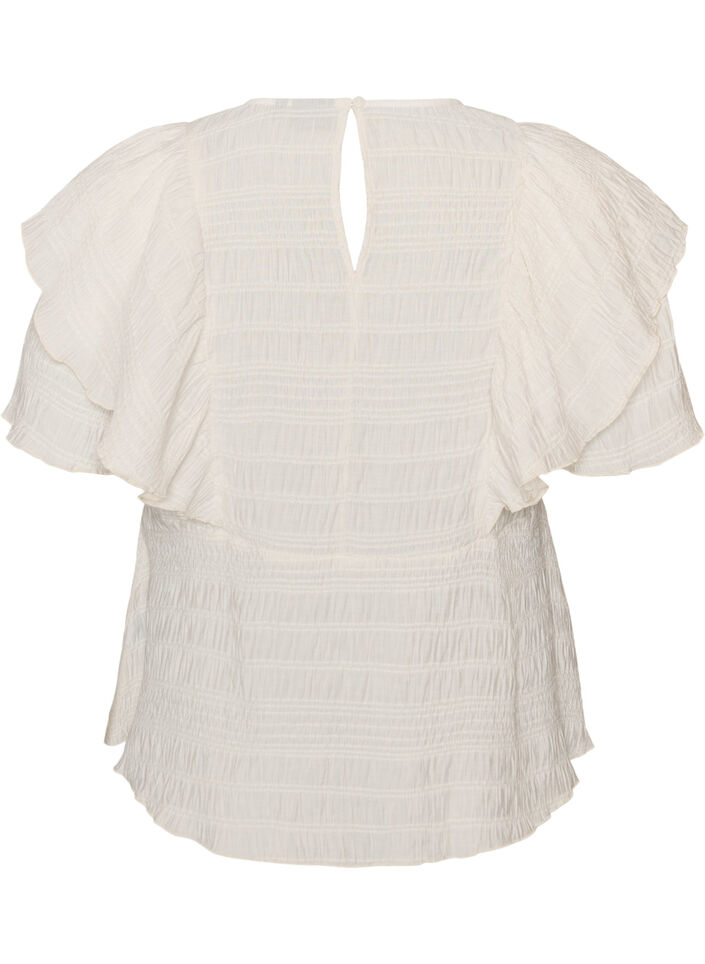 Pusero smock-tekstuurilla ja r&ouml;yhel&ouml;hihoilla, Vanilja, Packshot image number 1