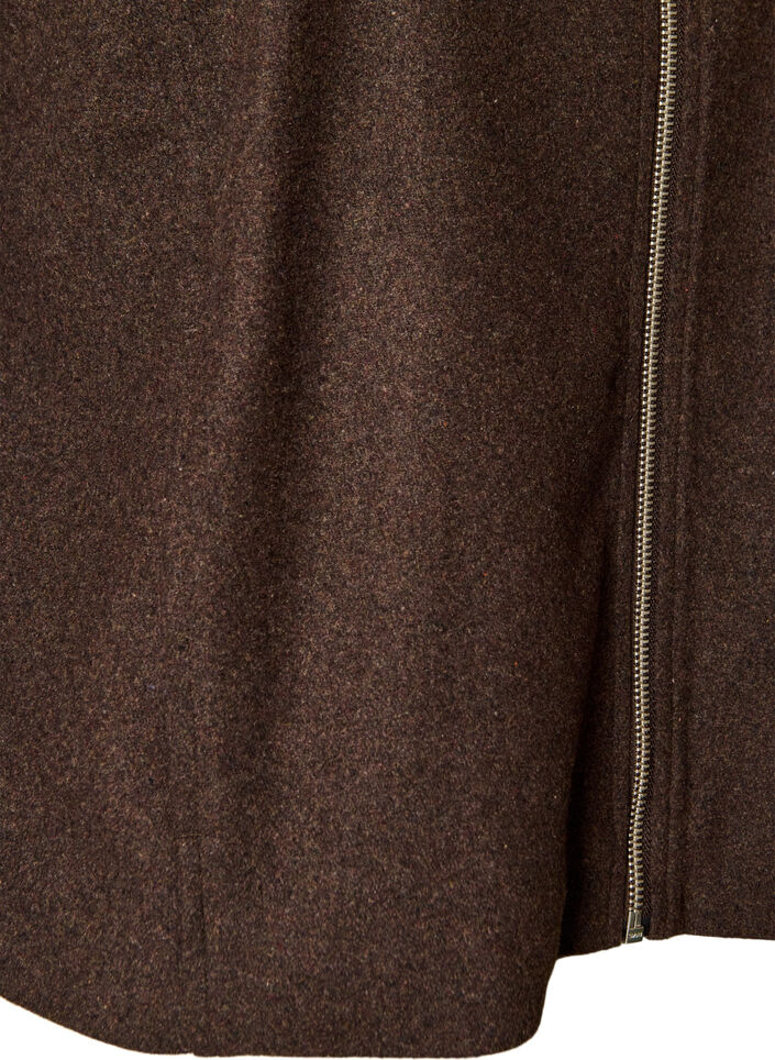 Lyhyt takki paitakauluksella ja vetoketjulla, Ruskea, Packshot image number 3