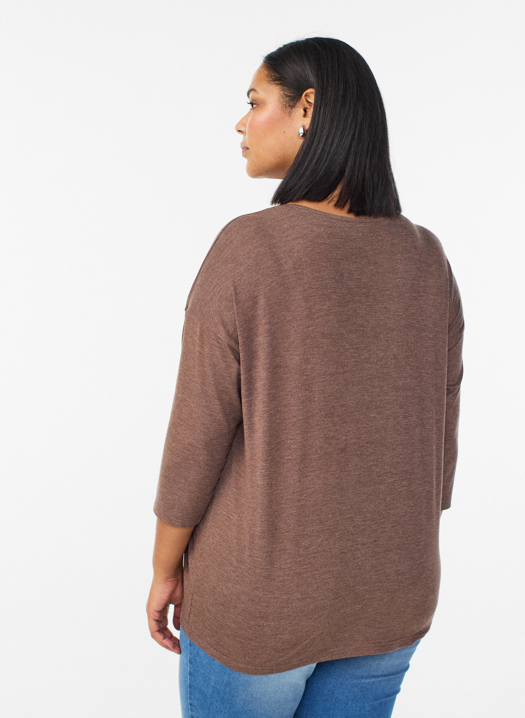 ZizziJerseypusero 3/4-hihoilla, Ruskea, Model image number 2