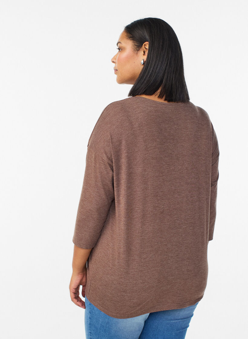 Jerseypusero 3/4-hihoilla, Ruskea, Model image number 2