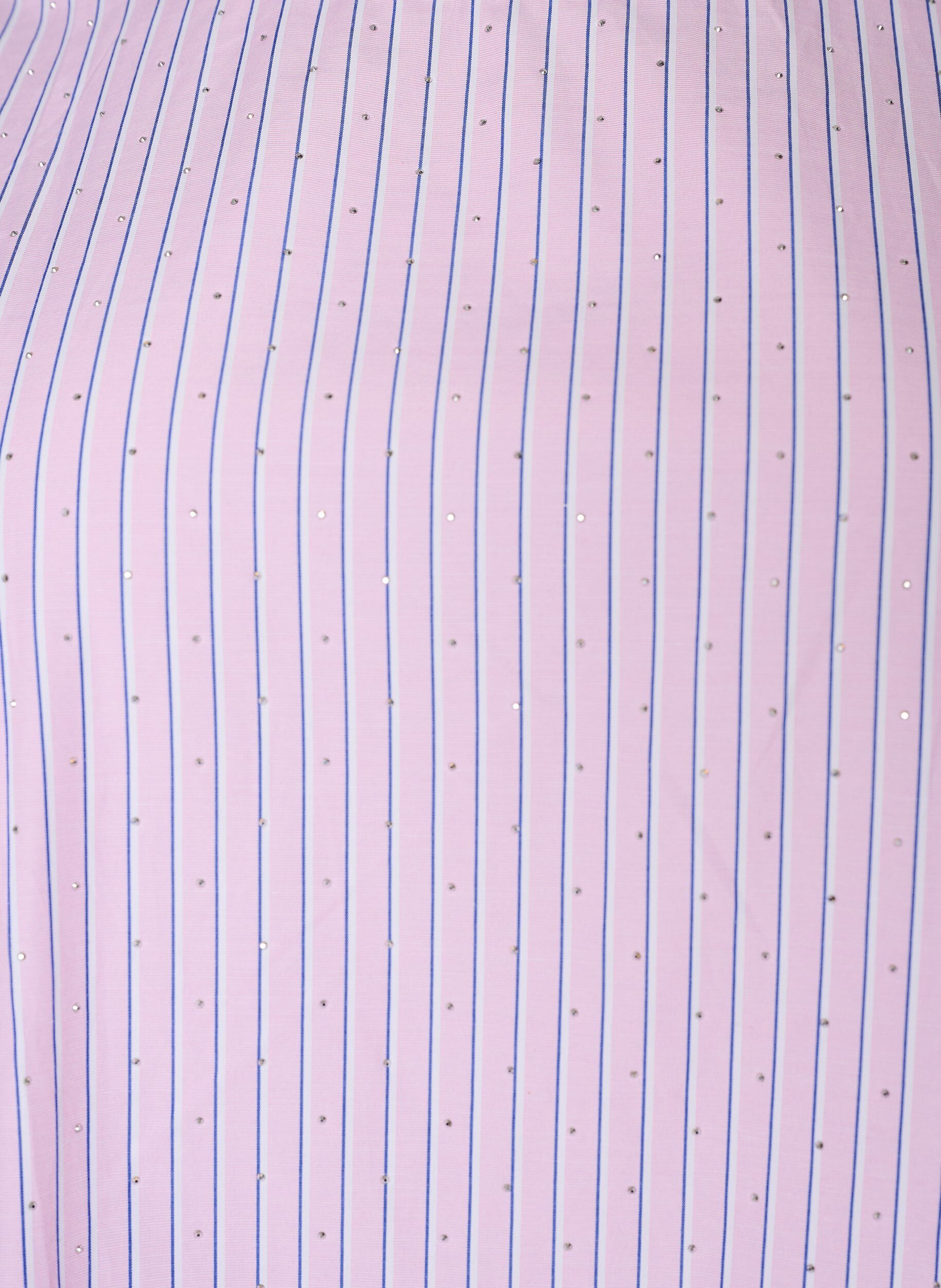 Zizzi Polvipituinen raidallinen mekko kivikoristeilla ja puhvihihoilla, Vaaleanpunainen, Packshot image number 2