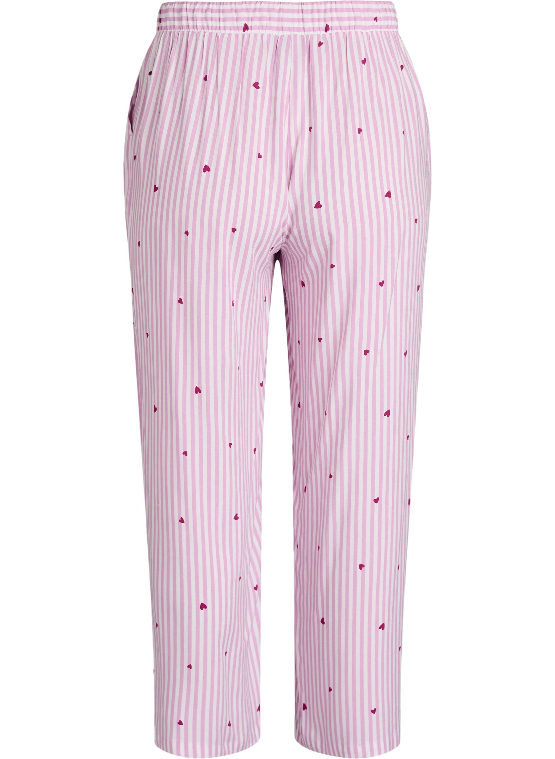 ZizziRennot y&ouml;-housut raidoilla ja syd&auml;mill&auml;, Vaaleanpunainen, Packshot image number 1