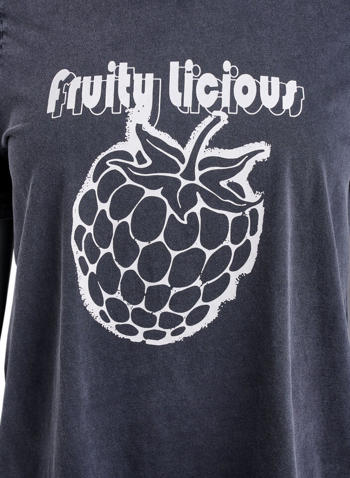 T-paita luomupuuvillasta graafisella printillä, Harmaa, Packshot image number 2