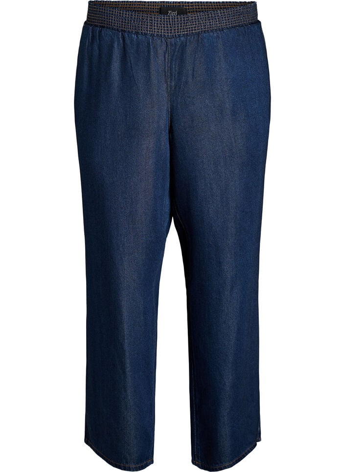 Leve&auml;lahkeiset lyocellhousut denimlookilla, Sininen, Packshot