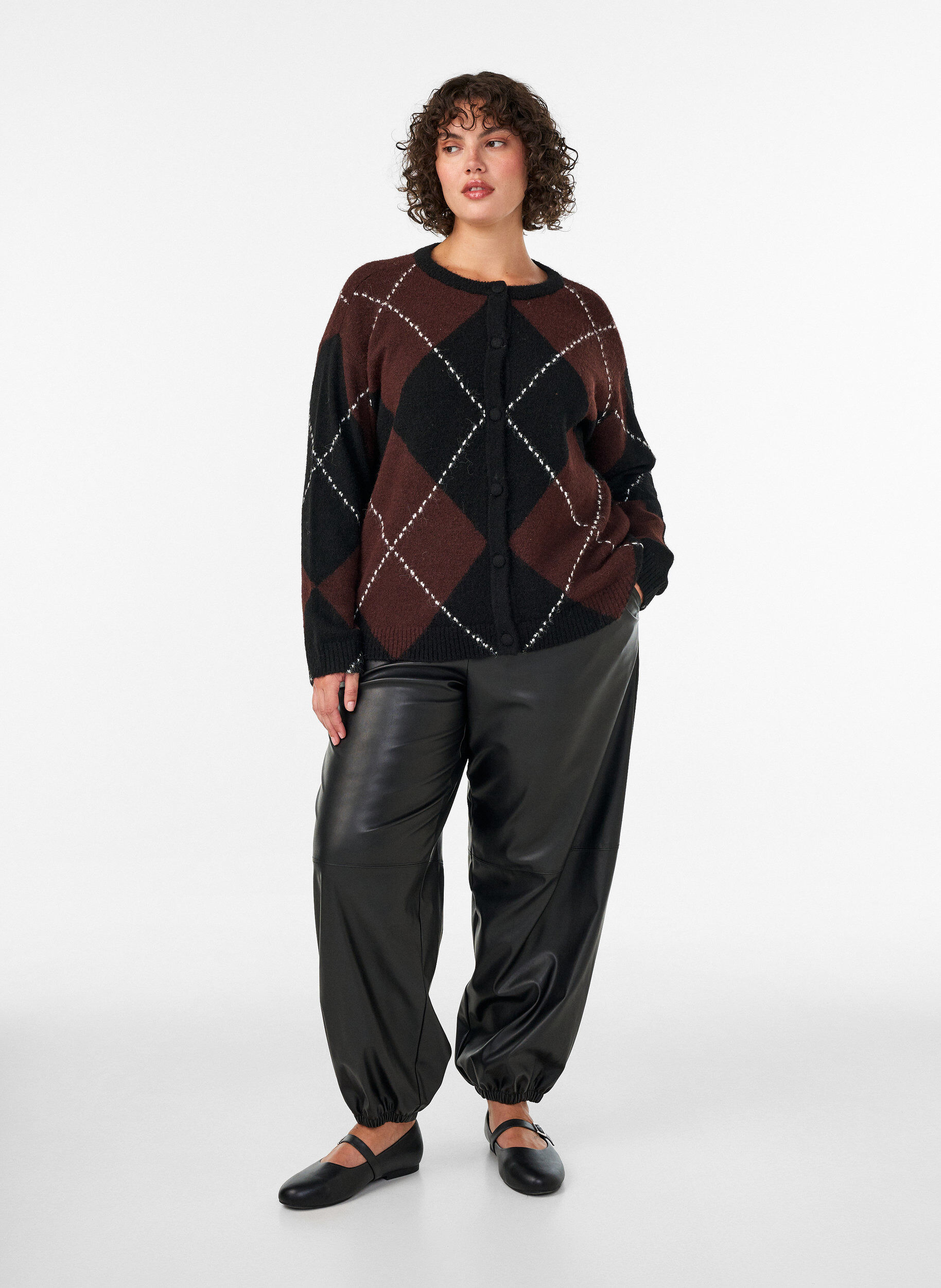 ZizziNeuletakki argyle-kuviolla, Musta, Model image number 1