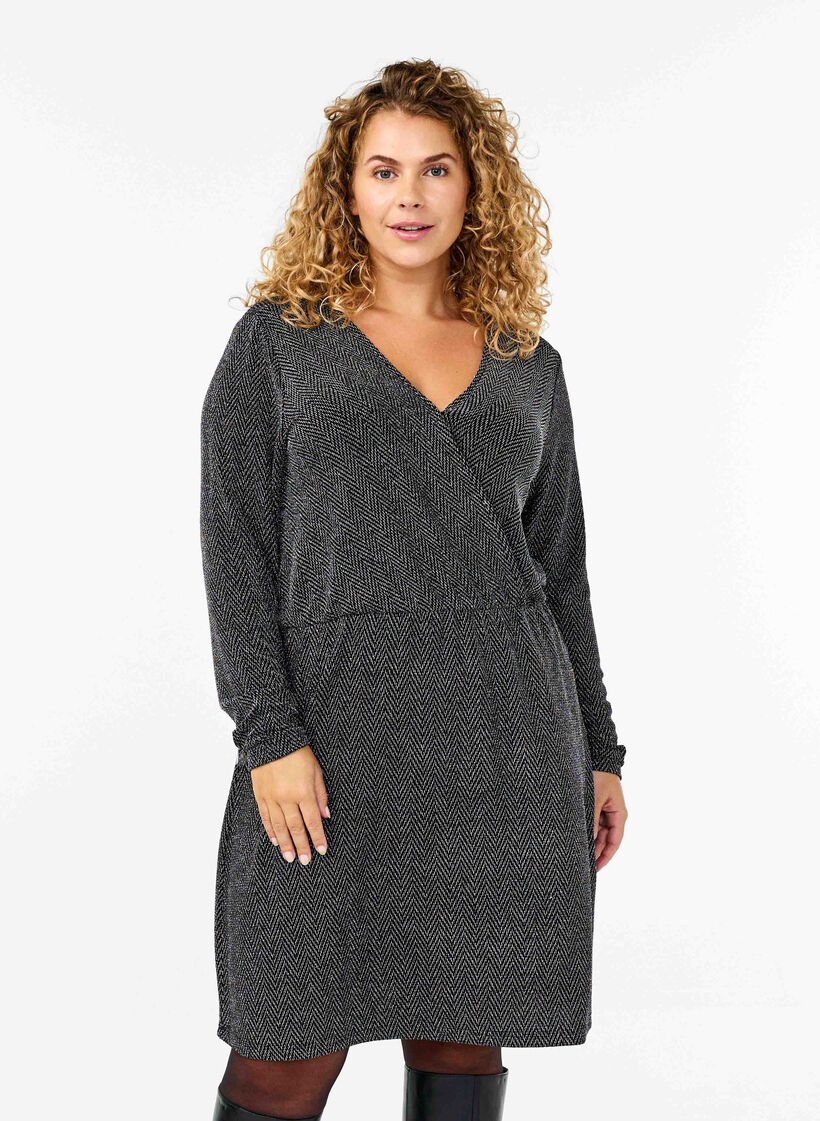 Kimaltava mekko siksak-kuviolla, Silver ZigZagShimmer, Model image number 0