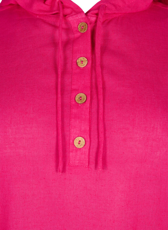 Hupullinen tunika puuvillasta ja pellavasta, Bright Rose, Packshot image number 2