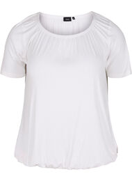 Lyhythihainen viskoosista valmistettu t-paita joustoreunuksella , Bright White