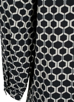 V-kauluksellinen mekko kuviolla, Black Graphic AOP, Packshot image number 3