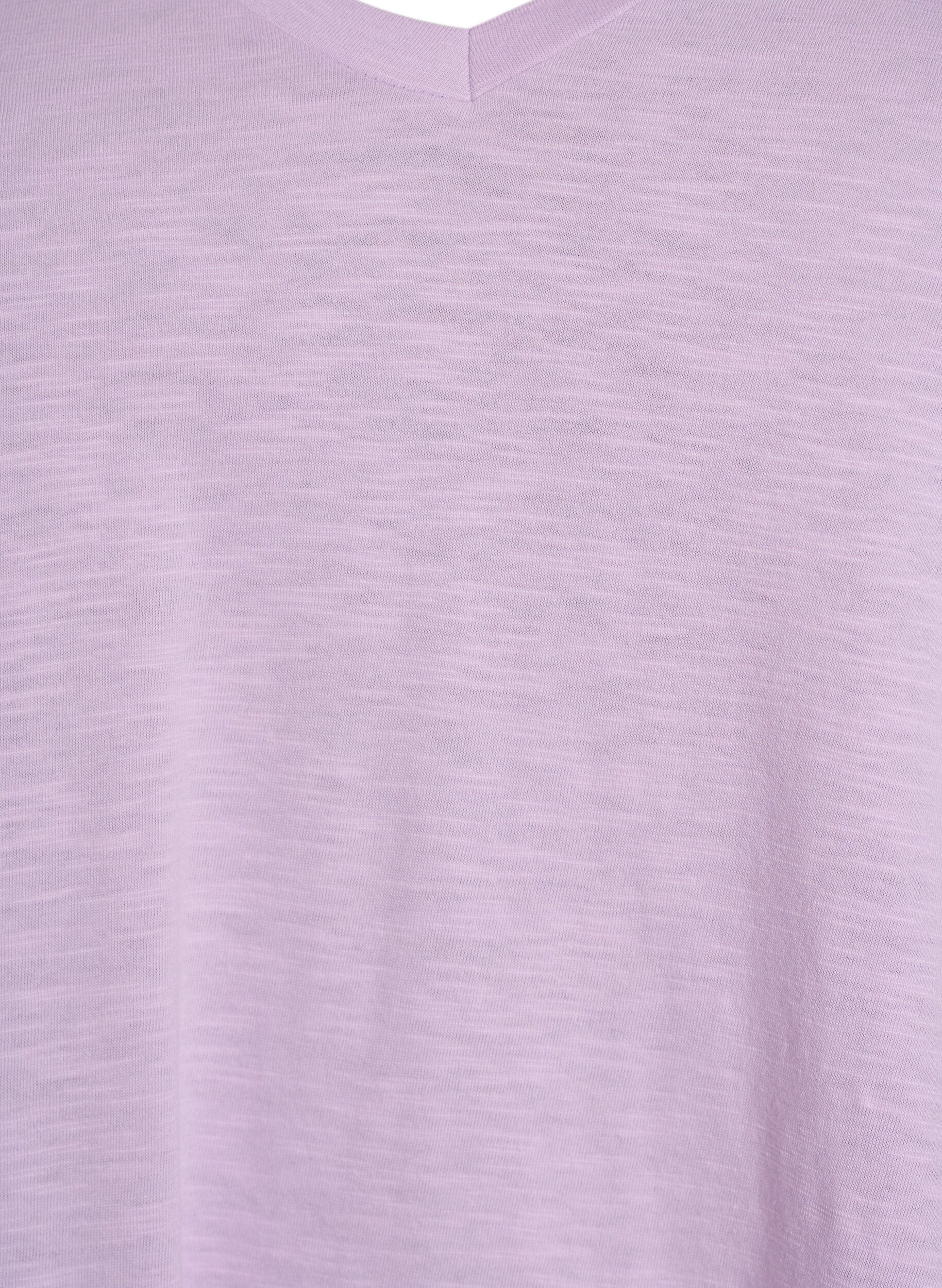 Zizzi Lyhythihainen perus t-paita v-p&auml;&auml;ntiell&auml;, Violetti, Packshot image number 2