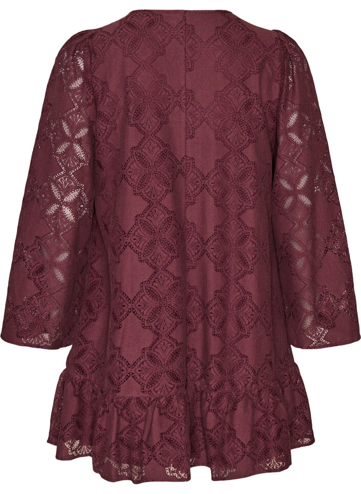 Pitsimekko pitkiss&auml; hihoilla ja r&ouml;yhel&ouml;helmalla, Tumma Bordeaux, Packshot image number 1