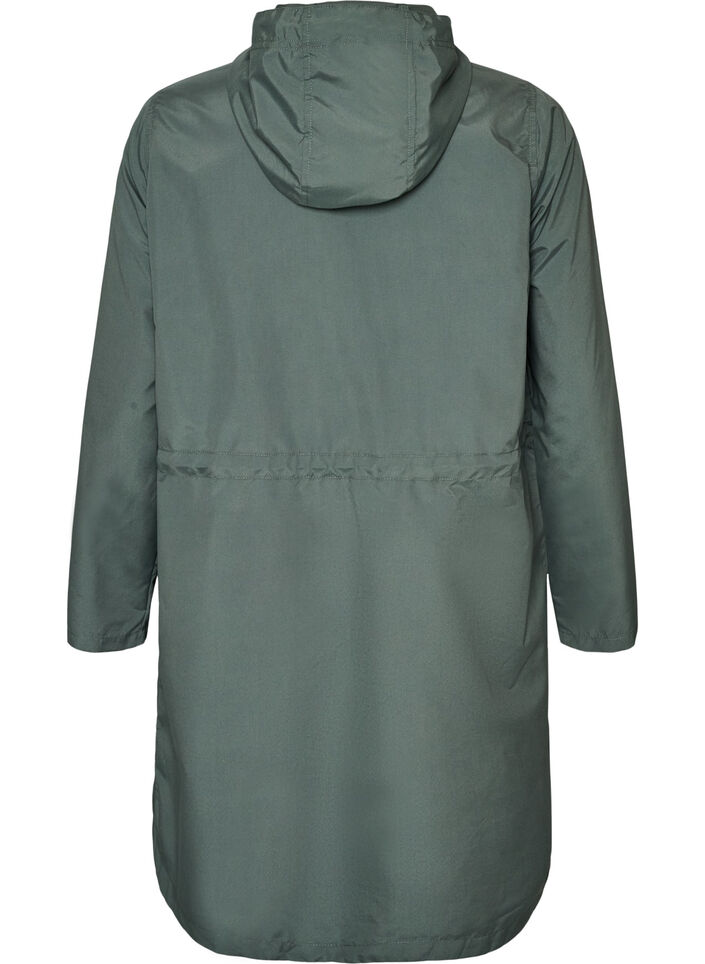 Kevyt hupullinen parka, Vihre&auml;, Packshot image number 1