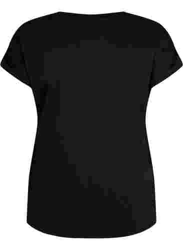 Lyhythihainen t-paita puuvillasekoitteesta, Black, Packshot image number 1