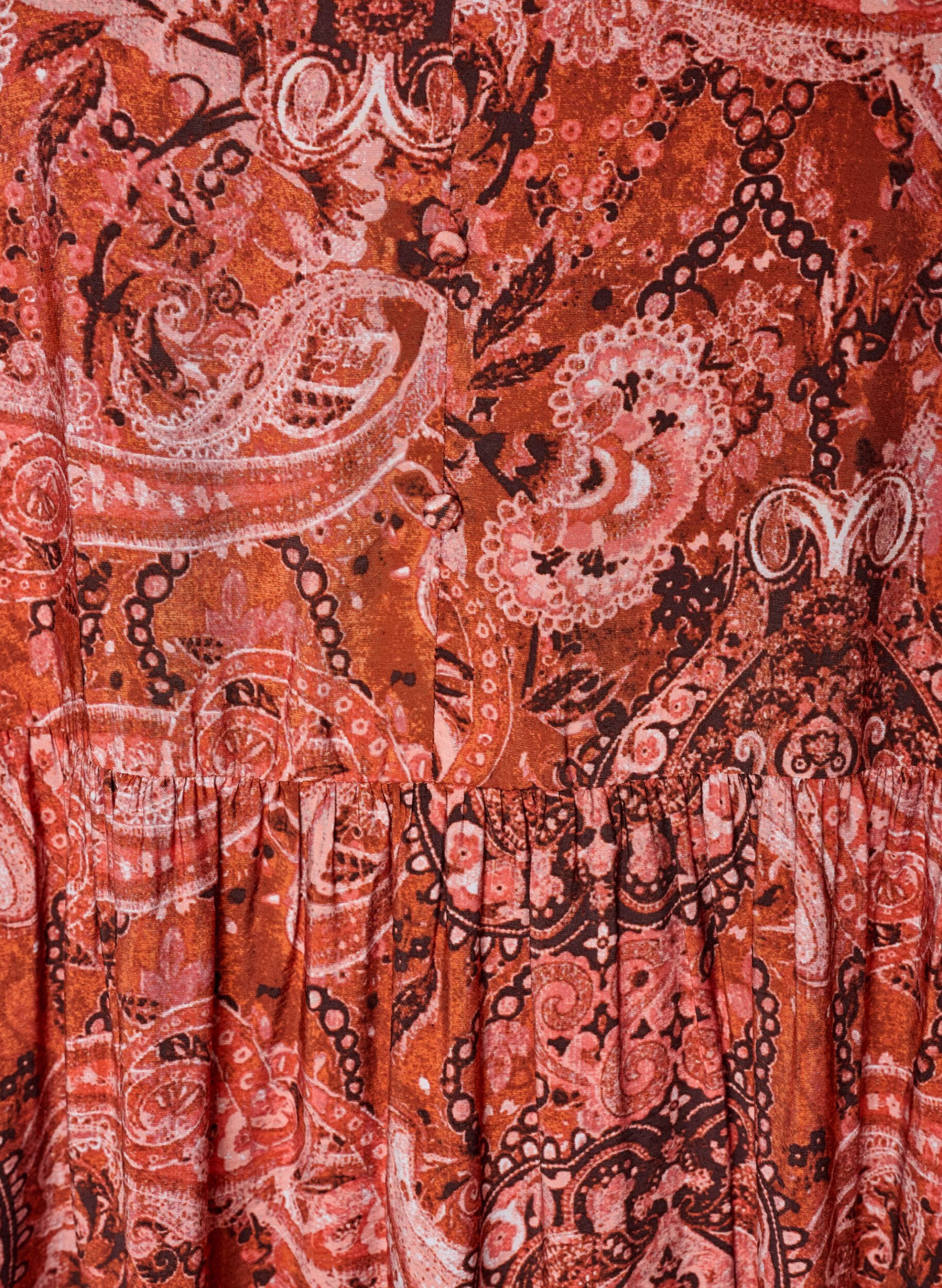 ZizziViskoosimekko midipituudella ja paisleykuosilla, Oranssi, Packshot image number 2