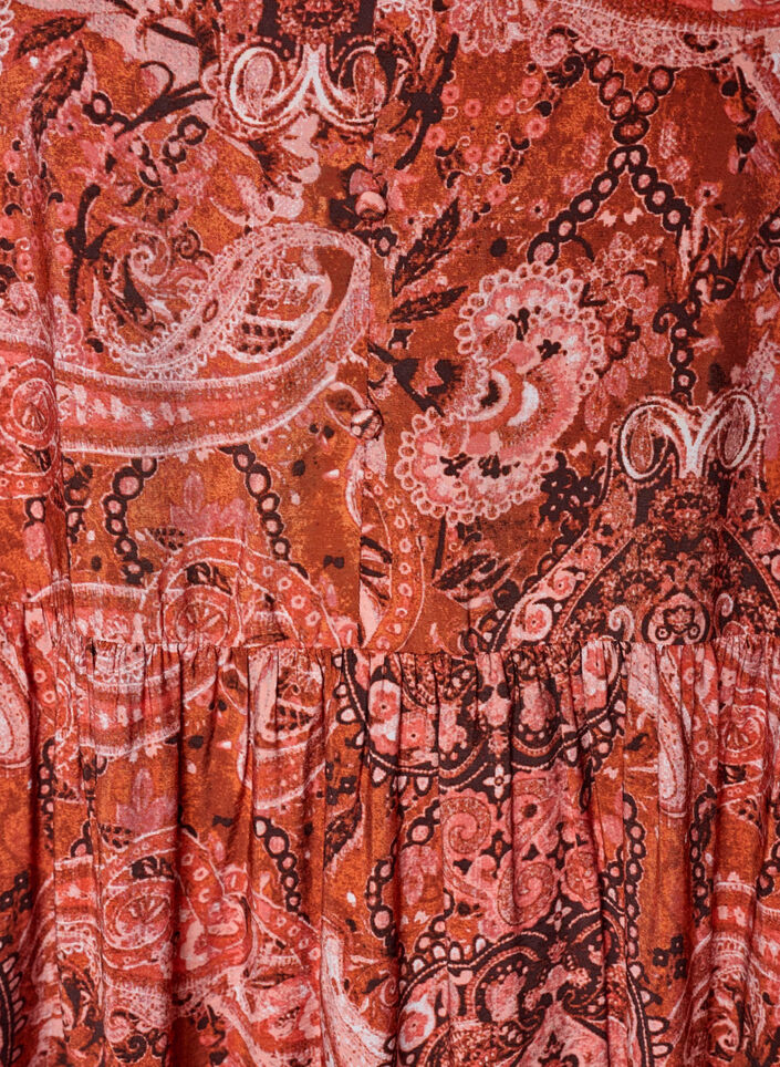 Viskoosimekko midipituudella ja paisleykuosilla, Oranssi, Packshot image number 2