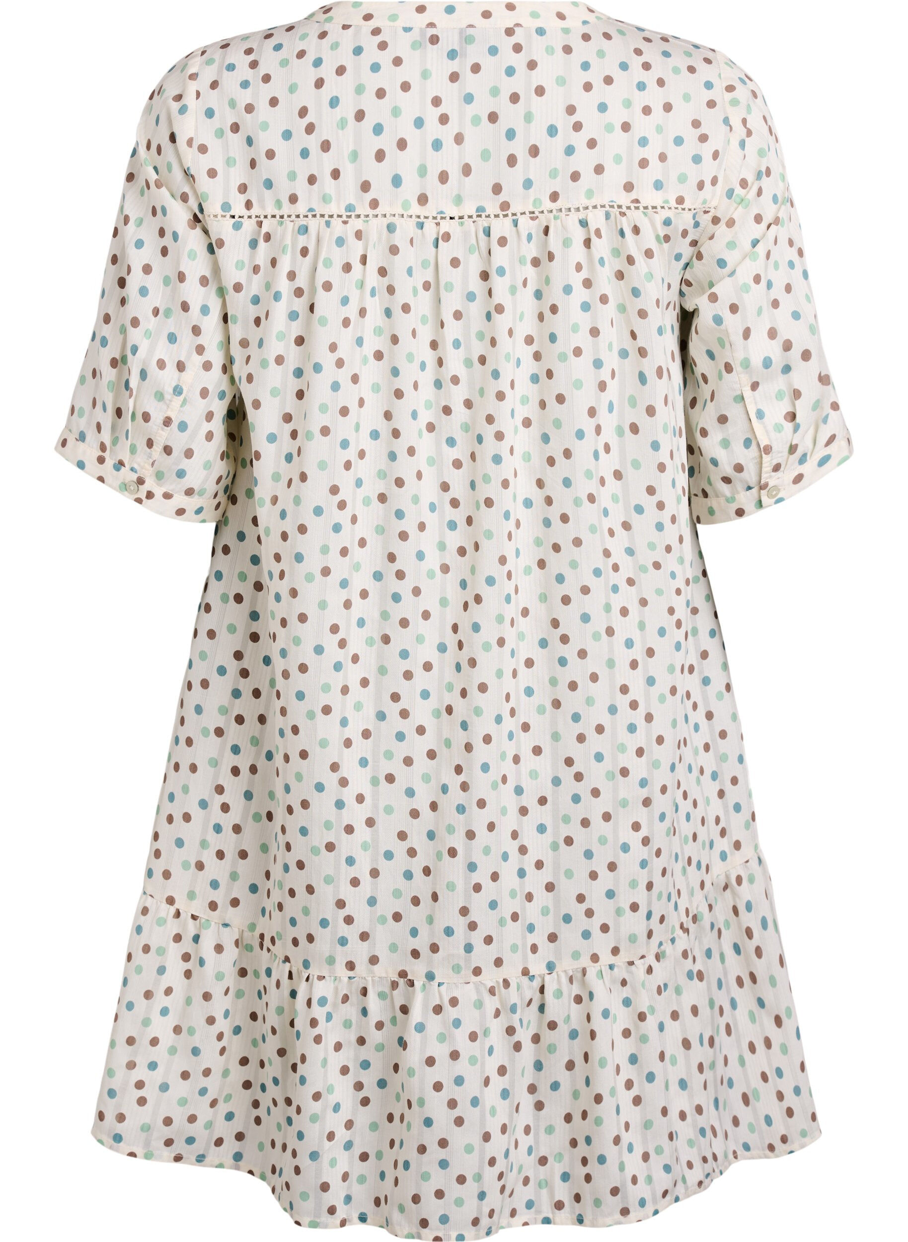 Zizzi Lyhyt viskoosimekko pitsisomisteella ja A-linjaisella leikkauksella, Valkoinen, Packshot image number 1